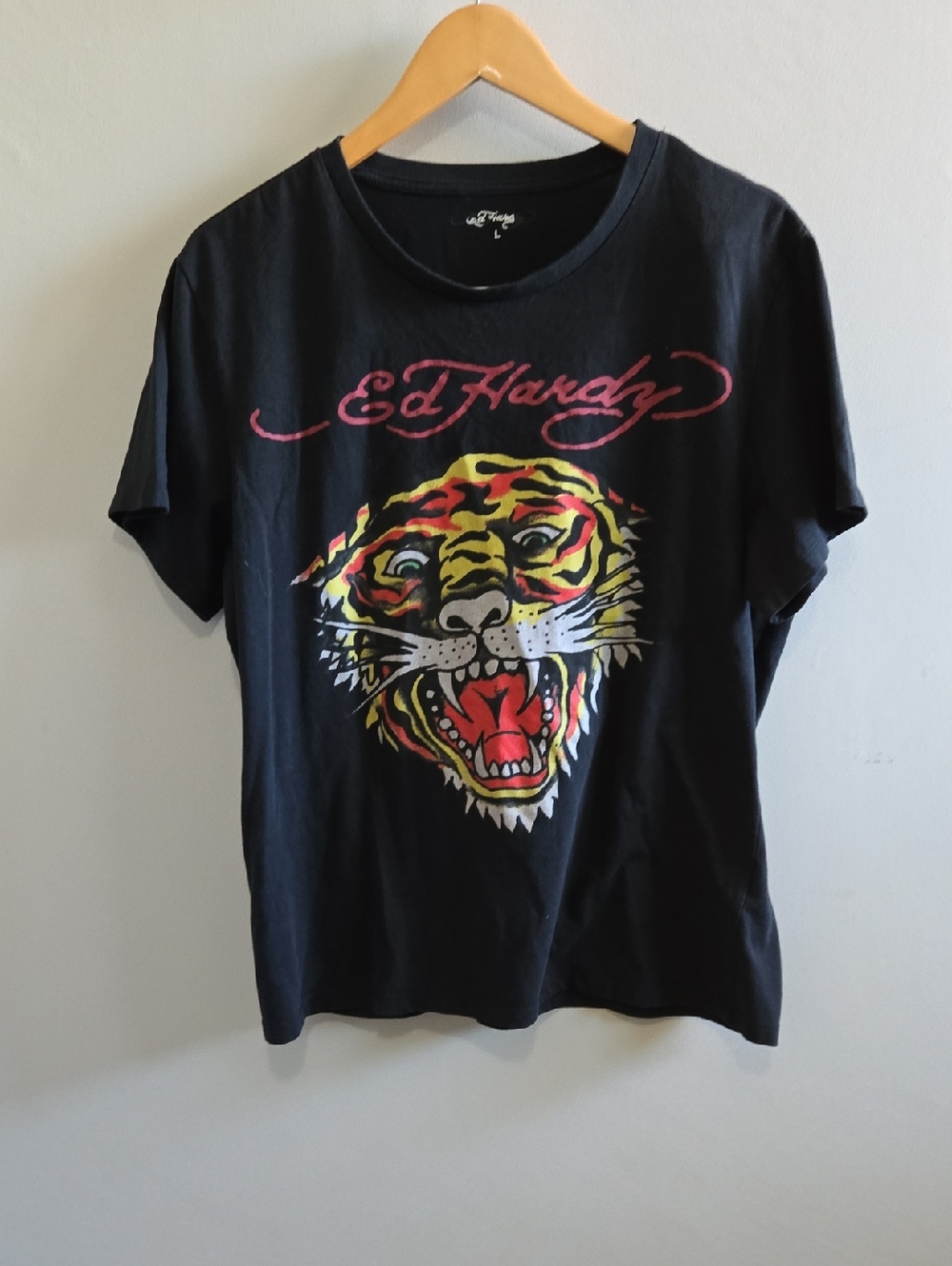 Ed Hardy Black Tiger Face Tshirt Size Large